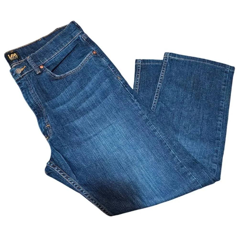 Lee Premium Select Regular Fit Mens Jeans Size 36X34 Dark Blue Denim